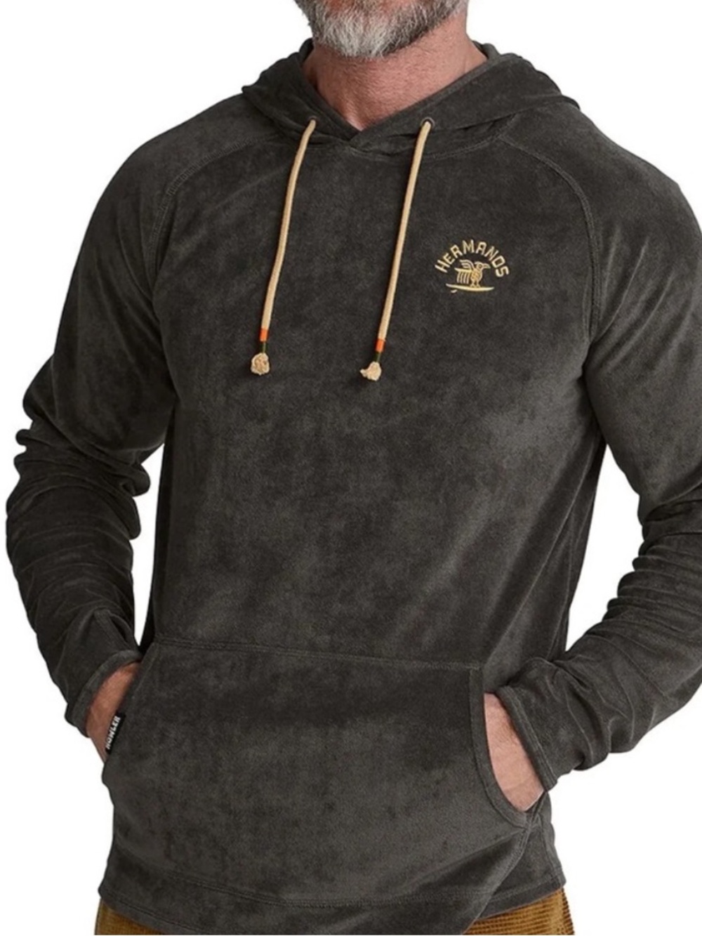 Howler Bros Terrycloth Hoodie Surfbird Antique Black Embroidered Beach X-Large